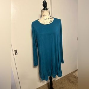Mittoshop tunic turquoise‎ ruffle hem